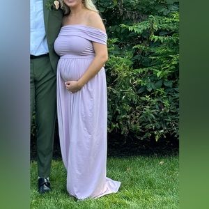 Purple off the shoulder dress